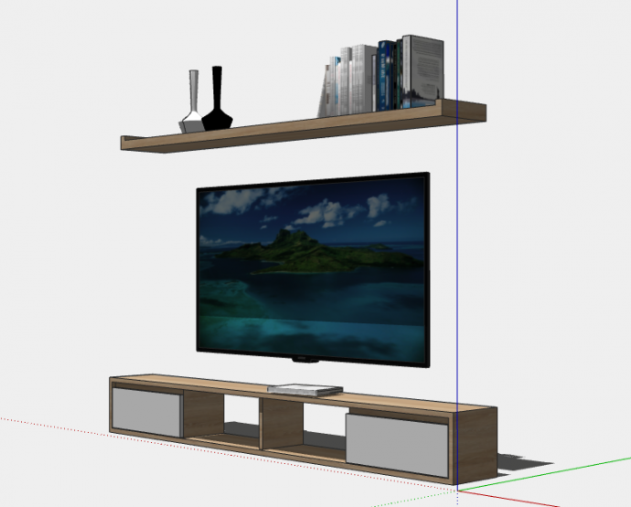 简易小型矮式电视柜su模型_图1