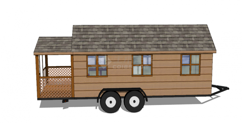 带凉亭的简易房子形状的房车 su模型-图二
