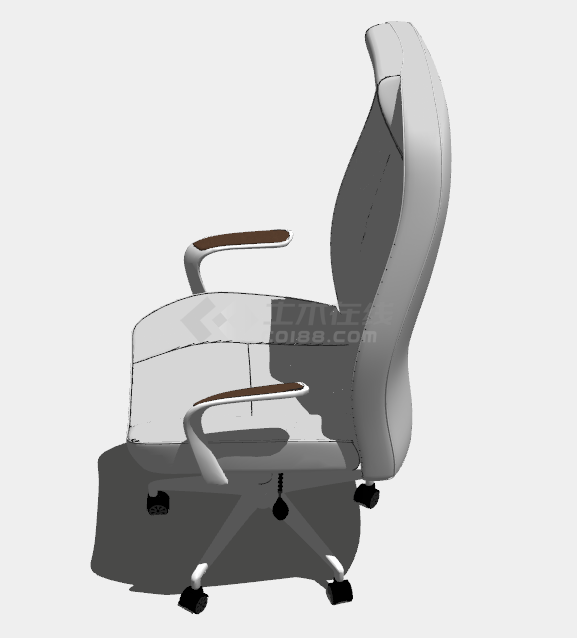 浅灰色带扶手的旋转办公椅子su模型-图二