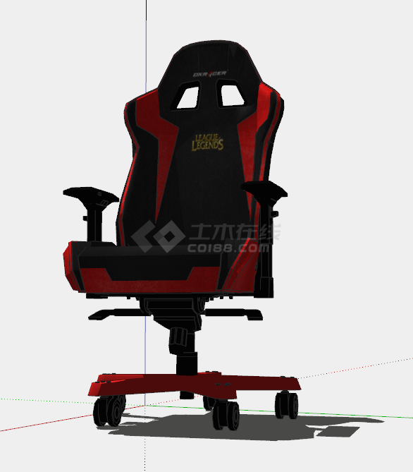 红黑色超酷带旋转轮的办公椅子su模型-图一