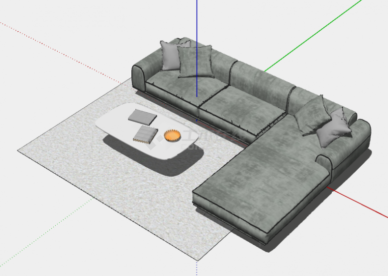 灰色朴素客厅沙发的SU模型-图二