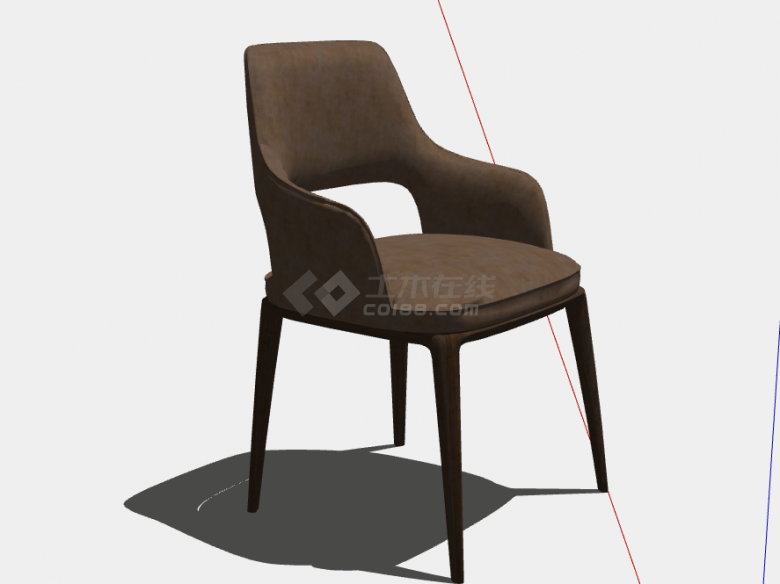 一款棕色的扶手椅子su模型-图一