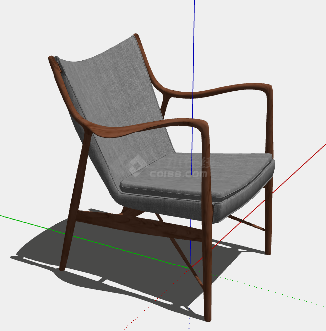 棉质舒适坐垫扶手椅子的SU模型-图二