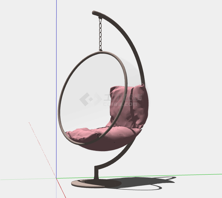 一款粉色的美观的吊椅su模型-图二