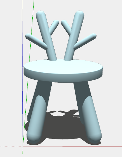 现代淡蓝色可爱创意凳子su模型-图二