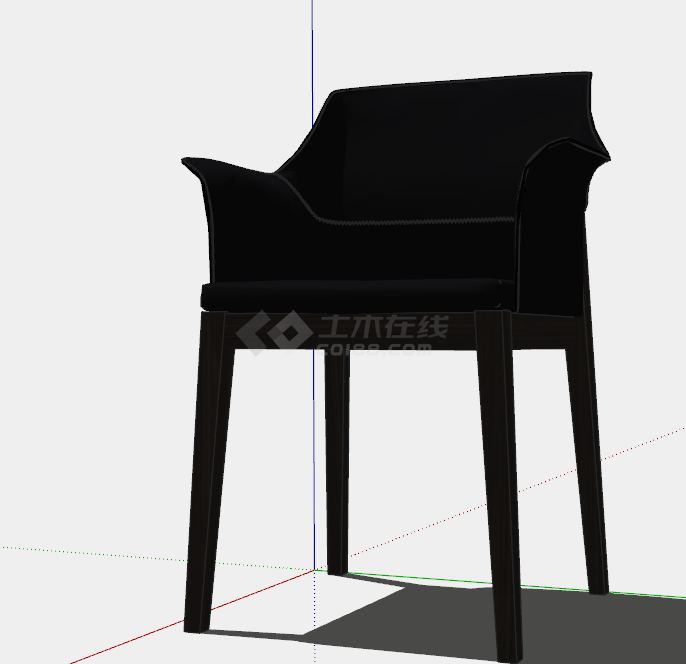 黑色质感简约扶手椅子su模型-图一