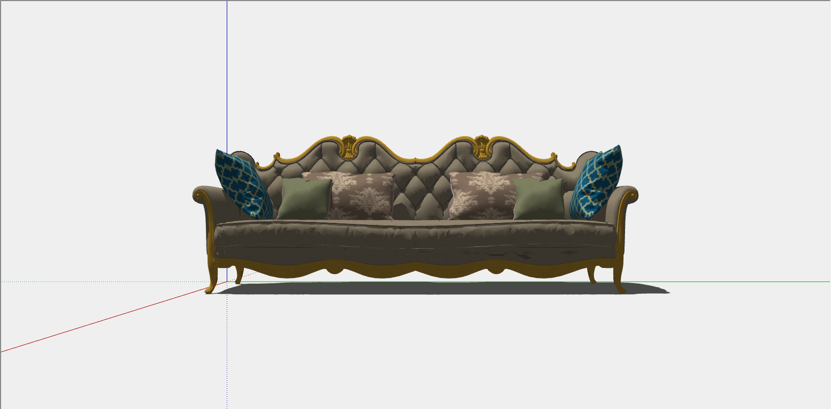 古典欧式宫廷多人沙发su模型