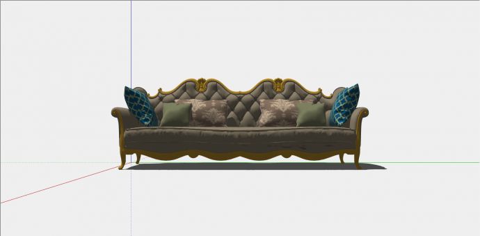 古典欧式宫廷多人沙发su模型_图1