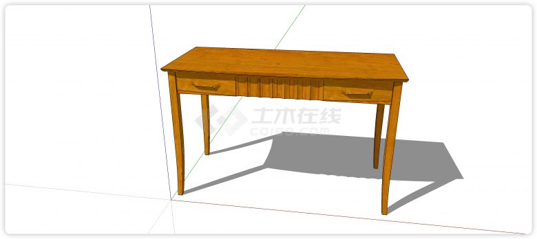 中式家具红橡木带抽屉工作台su模型-图二