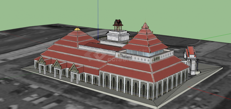红色顶现代外国古典建筑su模型-图二