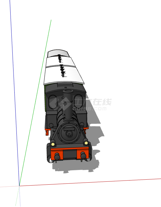 现代风格蒸汽机车火车su模型-图二