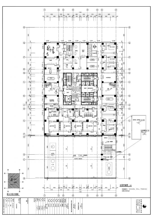 中南大学湘雅医院教学科研楼-地上部分建筑平面CAD图-图一