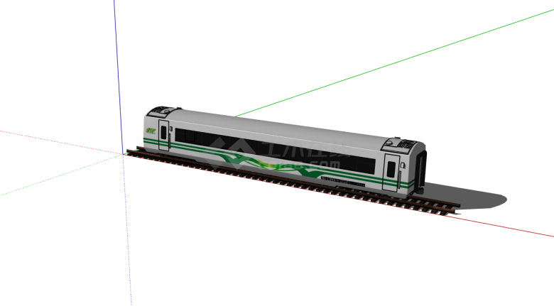 现代灰绿色双门火车厢su模型-图二