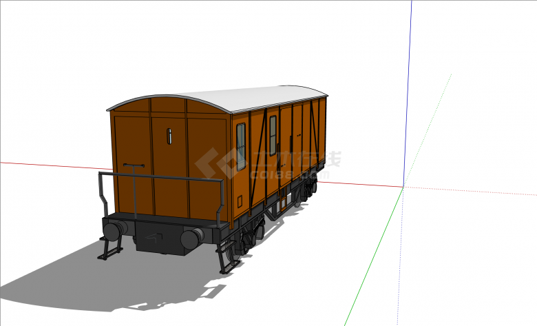 褐色现代风格火车厢su模型-图二