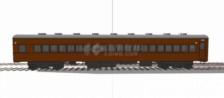 两节橙色载人火车厢su模型-图二