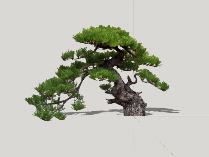 绿色弯曲造型松树组合su模型_图1