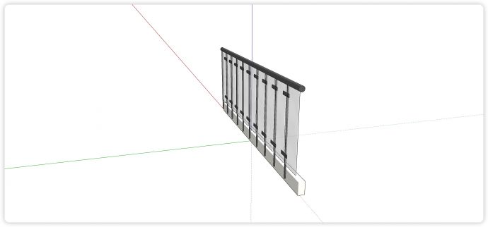 灰色金属圆柱形扶手玻璃栏杆su模型_图1
