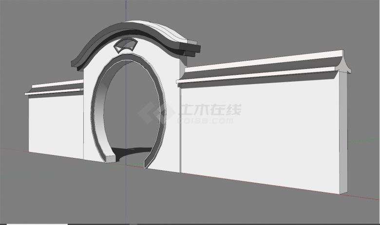 现代白色圆形拱门景门su模型-图二