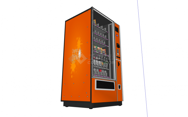 橙色柜体雪碧可乐薯片自动售货机su模型-图二