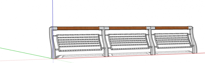 褐色白色不锈钢栏杆su模型_图1