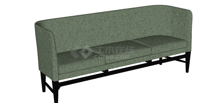 绿色现代沙发茶几休闲椅 su模型-图一