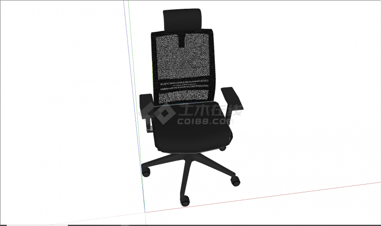 现代黑色可移动转椅椅子su模型-图二