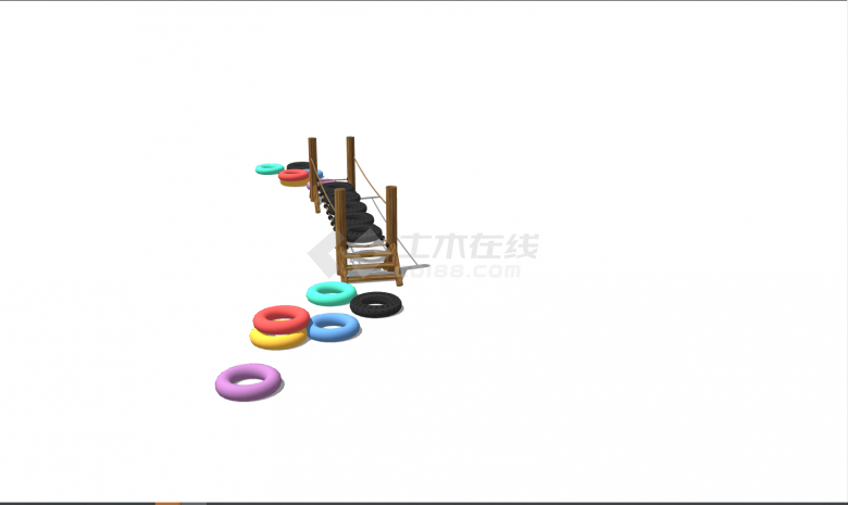 彩色圆型木质游乐设施 su模型-图二