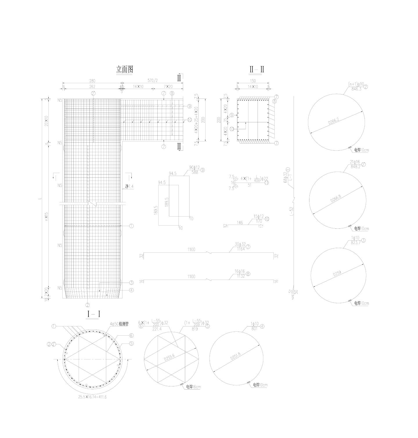8-11号桥墩桩基础钢筋图