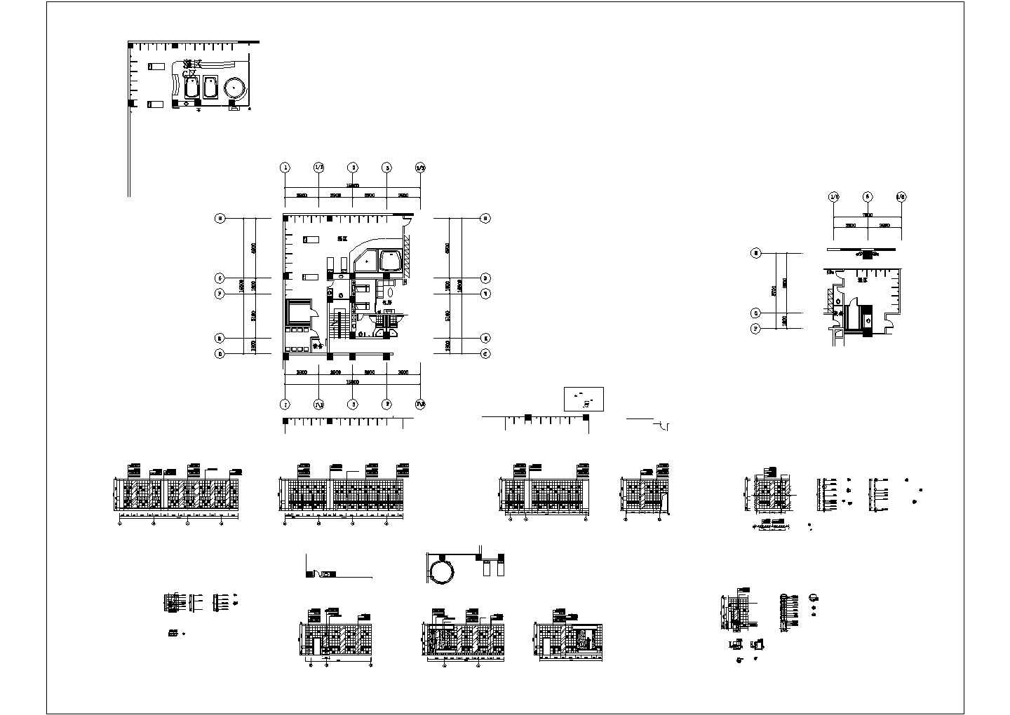 某五星级大酒店装饰工程CAD平面3层湿区设计图纸