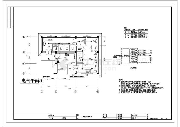 某公共厕所给排水及电气设计cad全套施工图（标注详细）-图一