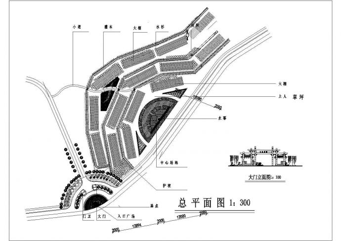 某公园规划设计cad平面布置及部分节点大样图（甲级院设计）_图1