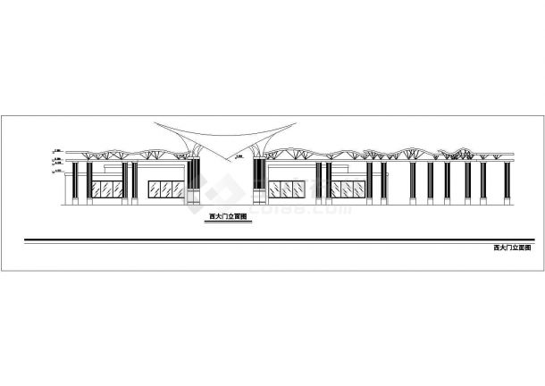 某公园大门设计cad建筑施工图（甲级院设计）-图二