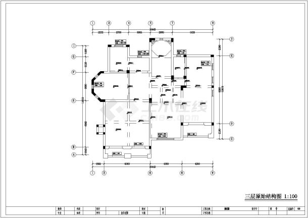 某高档混搭三层别墅室内装修设计cad全套施工图（标注详细）-图二