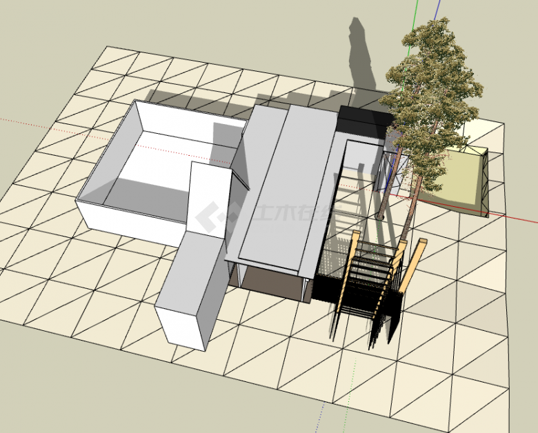 简陋狭窄现代庭院su模型-图二