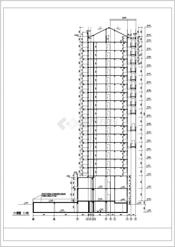 某剪力墙结构高层带阁楼层住宅楼设计cad全套建施图（含设计说明）-图二