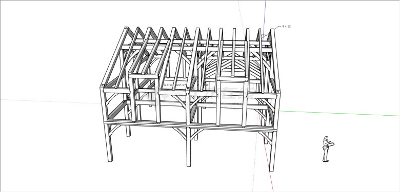 现代别墅木制廊架设计su模型-图二
