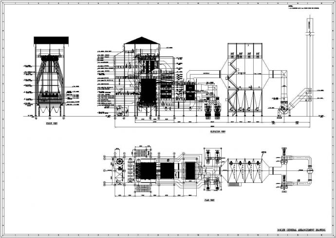 某大型锅炉设计cad机械总装图（全英文标注）_图1