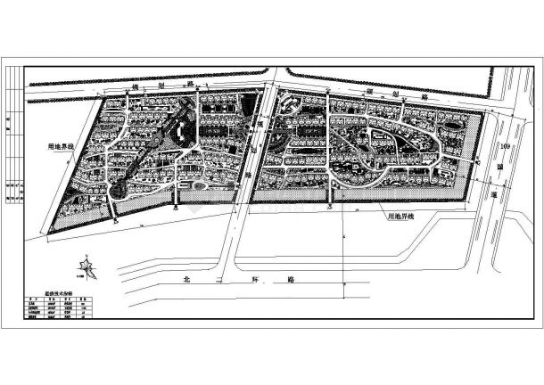 某大型居民小区规划设计cad总平面施工图纸（含经济技术指标）-图一
