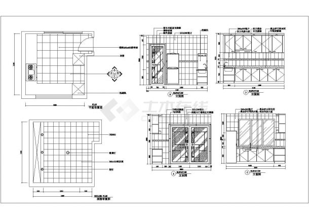 典型厨房室内装修设计cad施工图图库（甲级院设计，种类全）-图二