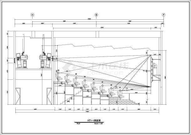 某现代电影院装修设计CAD全套施工图（标注详细）-图二