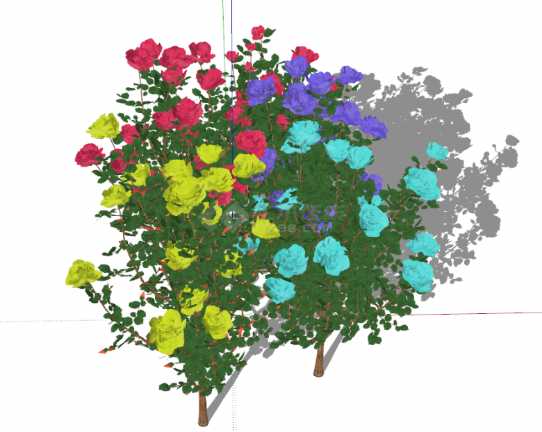 开着各种颜色鲜花的树木花草 su模型-图二