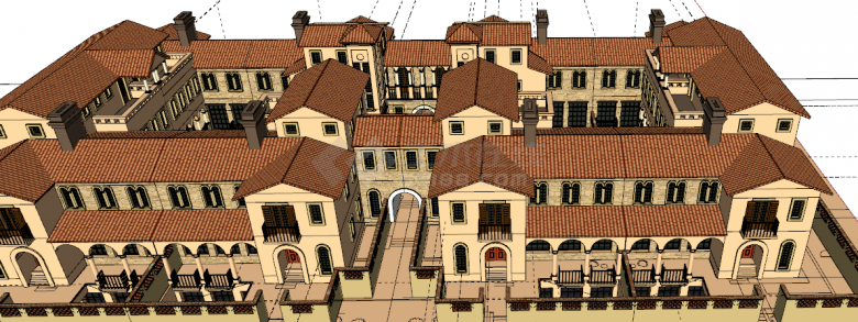 红黄银川托斯卡纳-八拼别墅su模型-图二