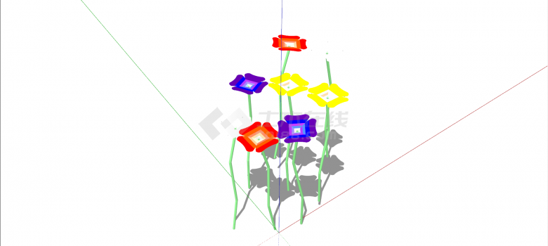 经典不同颜色花卉灌木su模型-图二