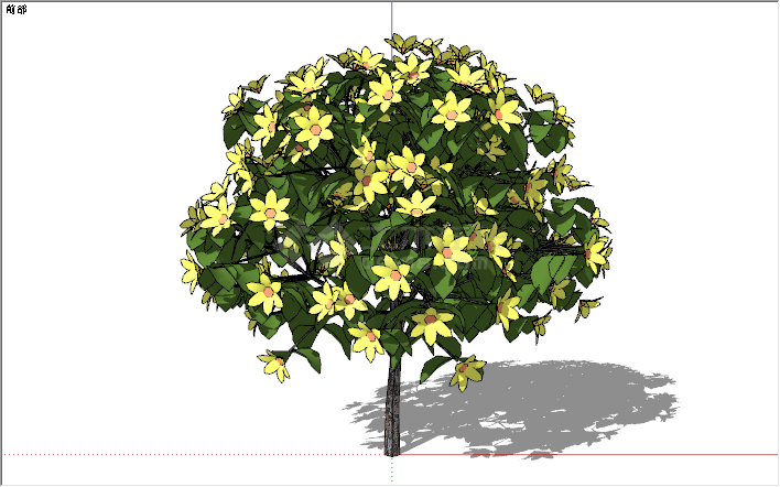 现代黄色玲珑花树木su模型-图一