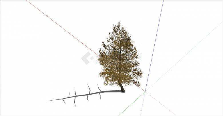 现代黄叶标准冬景树su模型-图二