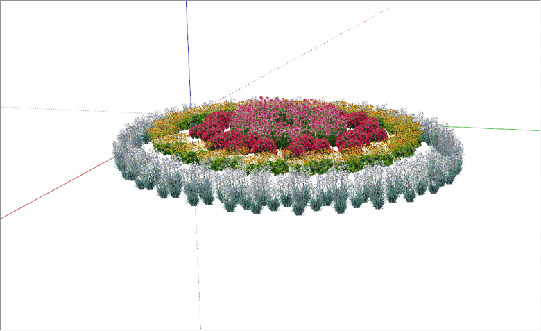 现代圆形花坛灌木花卉组合su模型-图一