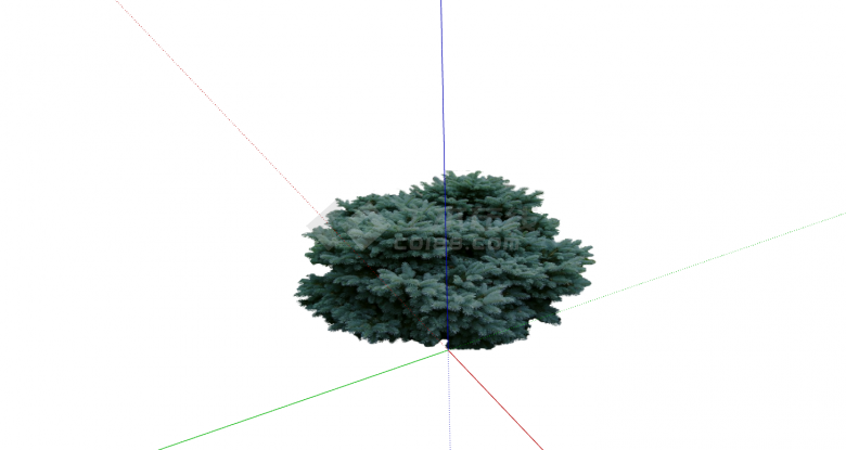 深绿色一团圆形灌木su模型-图二
