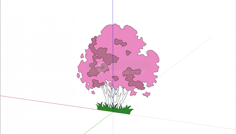 一棵粉色叶子的乔木su模型-图一