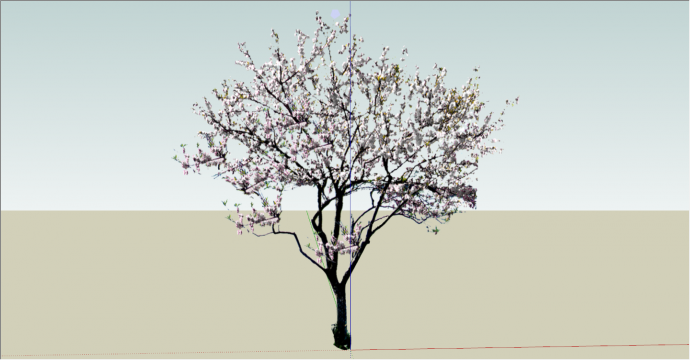 清新幽美的独体式桃树su模型_图1