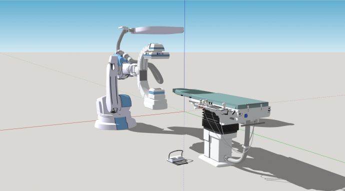 C臂X光机及躺台医疗器械su模型_图1